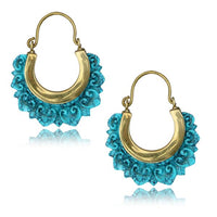 Load image into Gallery viewer, Messing Ohrringe Türkis Stein gold Bogen Herzbögen
