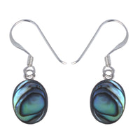 Load image into Gallery viewer, Damen Ohrringe/Ohrhänger aus Pauamuschel-Abalone, Perlmutt in 925 Sterling Silber eingefasst, ca. 7 x10 mm
