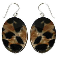 Load image into Gallery viewer, Perlmuttmuschel Ohrringe oval Perlmutt Leoparden Muster 925er Sterling Silber
