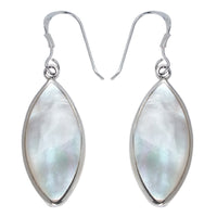 Cargar imagen en el visor de la galería, Perlmuttmuschelohrringe mandelförmige Perlmuttohrhänger 925er Sterlingsilber ca. 25 x 10mm
