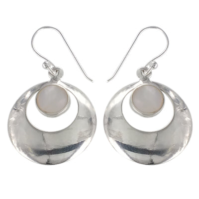 Perlmuttmuschelohrringe rund Ohrhänger Kreis 925er Sterlingsilber Ohrringe Perlmutt