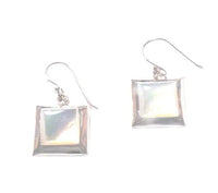 Cargar imagen en el visor de la galería, Perlmutt Muschel Silberohrringe Ohrringe Ohrhänger 925er Sterling Silber Quadrat Schmuck
