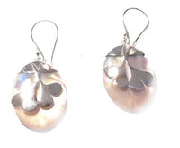 Cargar imagen en el visor de la galería, Perlmutt Muschel Silberohrringe Ohrringe Ohrhänger 925er Sterling Silber Ginkgo Schmuck
