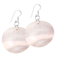 Cargar imagen en el visor de la galería, Perlmutt Muschel Ohrringe 32 mm rund 925er Sterlingsilber schillernd
