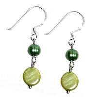 Cargar imagen en el visor de la galería, Perlmutt Perle grün hellgrün Silberohrringe Ohrringe Ohrhänger 925er Silber Damen Schmuck
