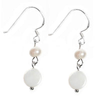 Cargar imagen en el visor de la galería, Perlmutt weiß Silberohrringe Ohrringe 925 Silber
