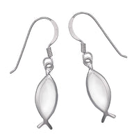 Cargar imagen en el visor de la galería, Perlmuttohrringe Fisch weiß 20 mm 925er Sterling Silber Ohrringe Perlmutt
