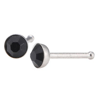 Cargar imagen en el visor de la galería, Gerader Nasenstecker silber Farben mini Stein schwarz Chirurgenstahl
