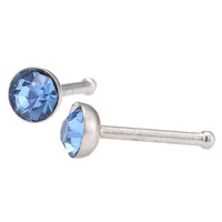Cargar imagen en el visor de la galería, Gerader Nasenstecker silber Farben mini Stein hell blau Chirurgenstahl
