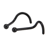 Load image into Gallery viewer, Nostril Piercing gebogener Nasenring Kugel schwarz Chirurgenstahl
