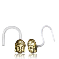 Load image into Gallery viewer, Nostril Piercing Messing Nasenstecker Screw Ende Bioflex 0,8 mm golden Steine
