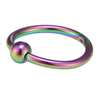 Load image into Gallery viewer, Unisex Septum Piercing Nasenringe Regenbogenfarben mit Kugel 10 mm Edelstahl
