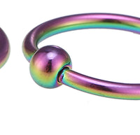 Load image into Gallery viewer, Unisex Septum Piercing Nasenringe Regenbogenfarben mit Kugel 10 mm Edelstahl
