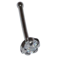 Load image into Gallery viewer, Edelstahl Nasenstecker 0,8 mm Nostril weiß Zirkonia
