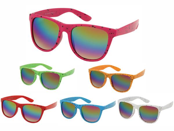 Sonnenbrille Farbkleckse Nerd Rainbow verspiegelt 400 UV