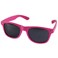 Cargar imagen en el visor de la galería, The Sonnenbrille Nerd einfarbig Unisex Brille features bright pink frames, dark mirrored lenses, and 400 UV protection, offering bold style and essential eye care. Shown on a white background, this vibrant unisex pair suits any look.
