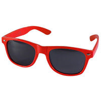 Cargar imagen en el visor de la galería, A pair of Sonnenbrille Nerd einfarbig Unisex Brille with colorful mirrored lenses and 400 UV protection, shown against a white background.
