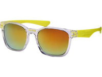Cargar imagen en el visor de la galería, These Sonnenbrille bunt verspiegelt 400 UV feature a transparent sportlich Rahmen, colorful gradient spiegel lenses from orange to green, and provide optimal UV 400 Schutz for standout, modern style.
