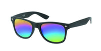 Cargar imagen en el visor de la galería, Sonnenbrille schwarz klein Unisex Nerd Regenbogen verspiegelt 400 UV
