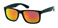 Cargar imagen en el visor de la galería, These Sonnenbrille bunt verspiegelt schwarz bieten UV 400 Schutz mit reflektierenden orange-gelben Gläsern, rechteckigen Rahmen und klassischem Nerd-Stil-Design – cool und trendy auf weißem Hintergrund präsentiert.
