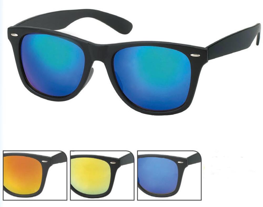 Sonnenbrille schwarz Nerd 400 UV verspiegelt pink gelb blau grün