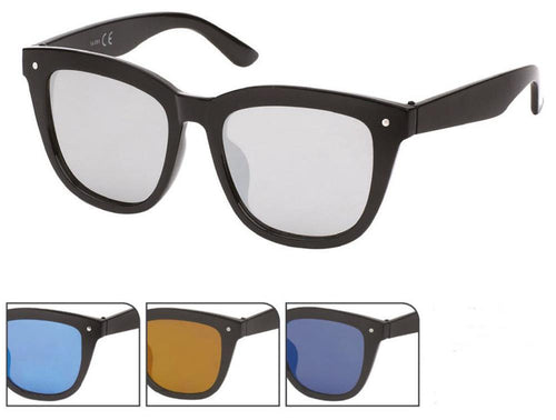 Sonnenbrille Nerd Cat Eye 400 UV bunt verspiegelt groß hoher Steg Punkt