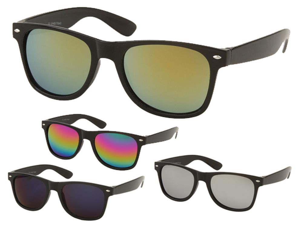 Sonnenbrille bunt verspiegelt schwarzer Rahmen 400 UV classic Nerd