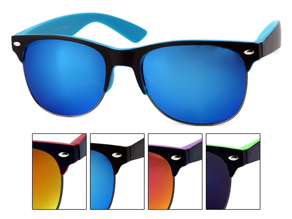 Sonnenbrille verspiegelt Nerd unten frameless 400 UV schwarz bunt