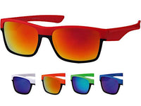 Cargar imagen en el visor de la galería, Sonnenbrille verspiegelt 400UV eckig schwarz oben bunt Sport
