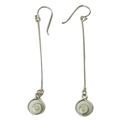 Silber Ohrringe Shiva Auge eye rund an Silberstab hängend ca. 1,0 cm Ø und 5,0 cm lang Shivaauge