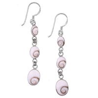 Load image into Gallery viewer, Shivaohrringe weiß 925er Sterling Silber Ohrringe Shivaauge Shiva Auge Tropfen drei
