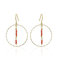 Load image into Gallery viewer, Ohrringe 18 karat vergoldet Ringe Perlen Stäbchen nickelfrei blau rot grün gold
