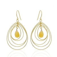 Load image into Gallery viewer, Ohrringe 18 karat vergoldet Stein Tropfen orange dreidimensional nickelfrei facettiert gold
