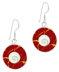 Cargar imagen en el visor de la galería, Shivaauge rot Koralle Raisin Harz Silberohrringe Ohrringe Ohrhänger 925er Sterling Silber Shiva Auge
