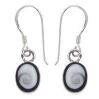 Load image into Gallery viewer, Shivaauge Silberohrringe schwarz oval Rand 8 mm Ohrringe 925er Silber Shiva Auge Eye Damen Schmuck
