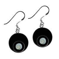 Cargar imagen en el visor de la galería, Shivaauge Kreise Resin schwarz Ohrringe 14 mm 925er Sterling Silber Shiva Auge Shivaeye
