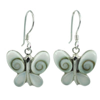Cargar imagen en el visor de la galería, Shivaauge Perlmutt Silberohrringe Schmetterling Ohrringe 925er Silber Shiva Auge Eye Damen Schmuck
