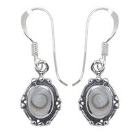 Load image into Gallery viewer, Shivaauge Silberohrringe oval Punkte Rand Ohrringe Ohrhänger 925er Silber Shiva Auge Eye
