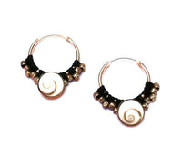 Load image into Gallery viewer, Shivaauge rund Creole Baumwolle schwarz Ohrringe 925er Sterling Silber Shiva Auge Shivaeye
