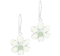 Load image into Gallery viewer, Shivaauge Emaille Blume weiß Silberohrring Ohrring Ohrhänger 925er Sterling Silber Shiva Auge Damen

