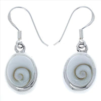 Load image into Gallery viewer, Shiva Auge eye Ohrringe massiv ca 10 mm breit 14 mm lang Silberfassung oval Ohrhänger Shivaauge
