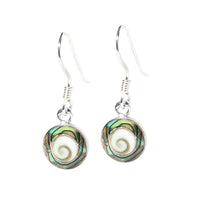 Load image into Gallery viewer, Shivaauge Rand rund Paua Silberohrringe Ohrringe 925er Sterling Silber Shiva Auge Eye Damen Schmuck
