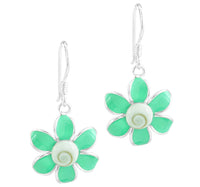 Load image into Gallery viewer, Shivaauge Emaille Blume grün Silberohrring Ohrring Ohrhänger 925er Sterling Silber Shiva Auge Damen
