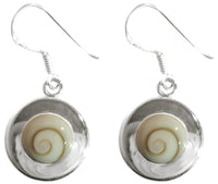 Load image into Gallery viewer, Shivaauge Silberohrringe rund Rand poliert Ohrringe 925er Silber Shiva Auge Eye Damen Schmuck
