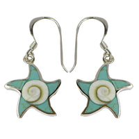 Load image into Gallery viewer, Seestern Ohrringe Shiva-Auge eye türkis Kunstharz 925er Silber Ohrhänger Shivaauge
