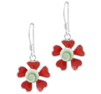 Load image into Gallery viewer, Shivaauge Emaille Blüte rot Silberohrring Ohrring Ohrhänger 925er Sterling Silber Shiva Auge Damen
