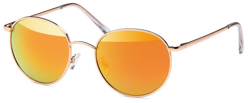 Sonnenbrille rund Gläser John Lennon Style 400UV Metallrahmen golden verspiegelt