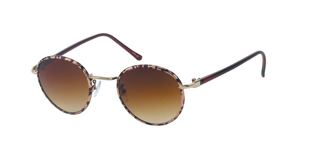 Sonnenbrille rund John Lennon Metallgestell dünn 400UV getönt Muster Knick Retro