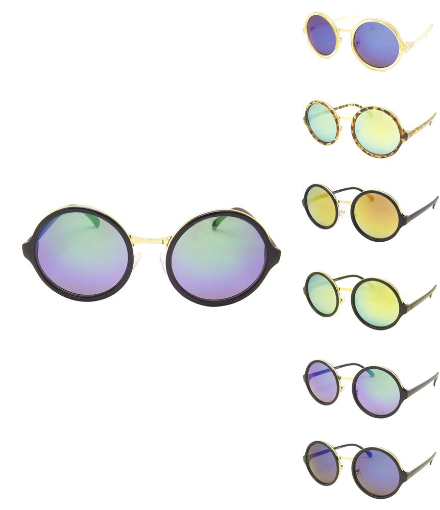 Sonnenbrille rund dick Vintage 400UV Metallsteg golden John Lennon Stil