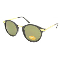 Load image into Gallery viewer, The &quot;Sonnenbrille rund Vintage 400UV Metall verziert golden John Lennon Stil&quot; features black frames, gold temples, and green-tinted lenses with UV 400 protection, combining vintage inspiration and bold style for a standout look.
